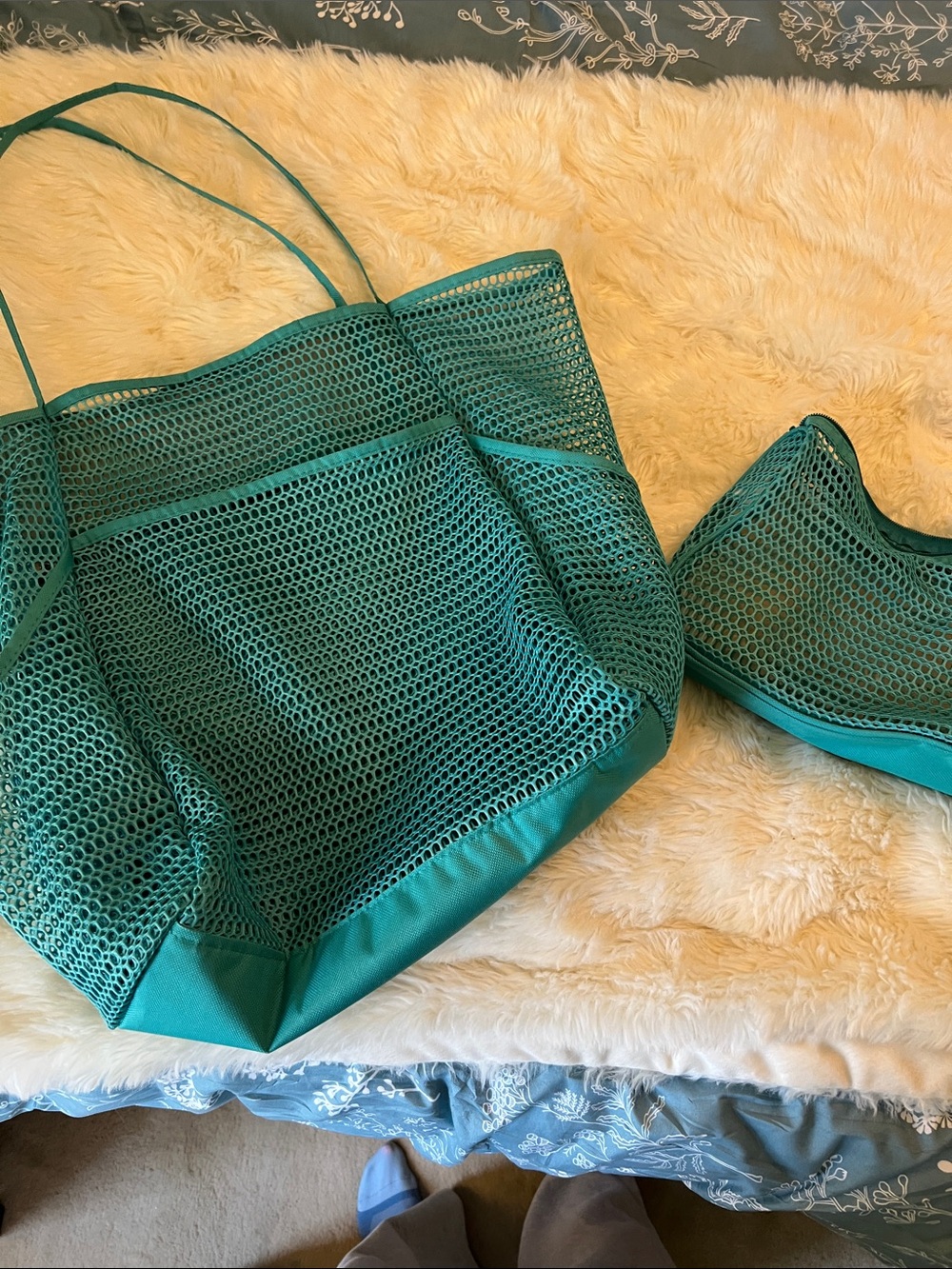 Teal Mesh beach Tote Bag
